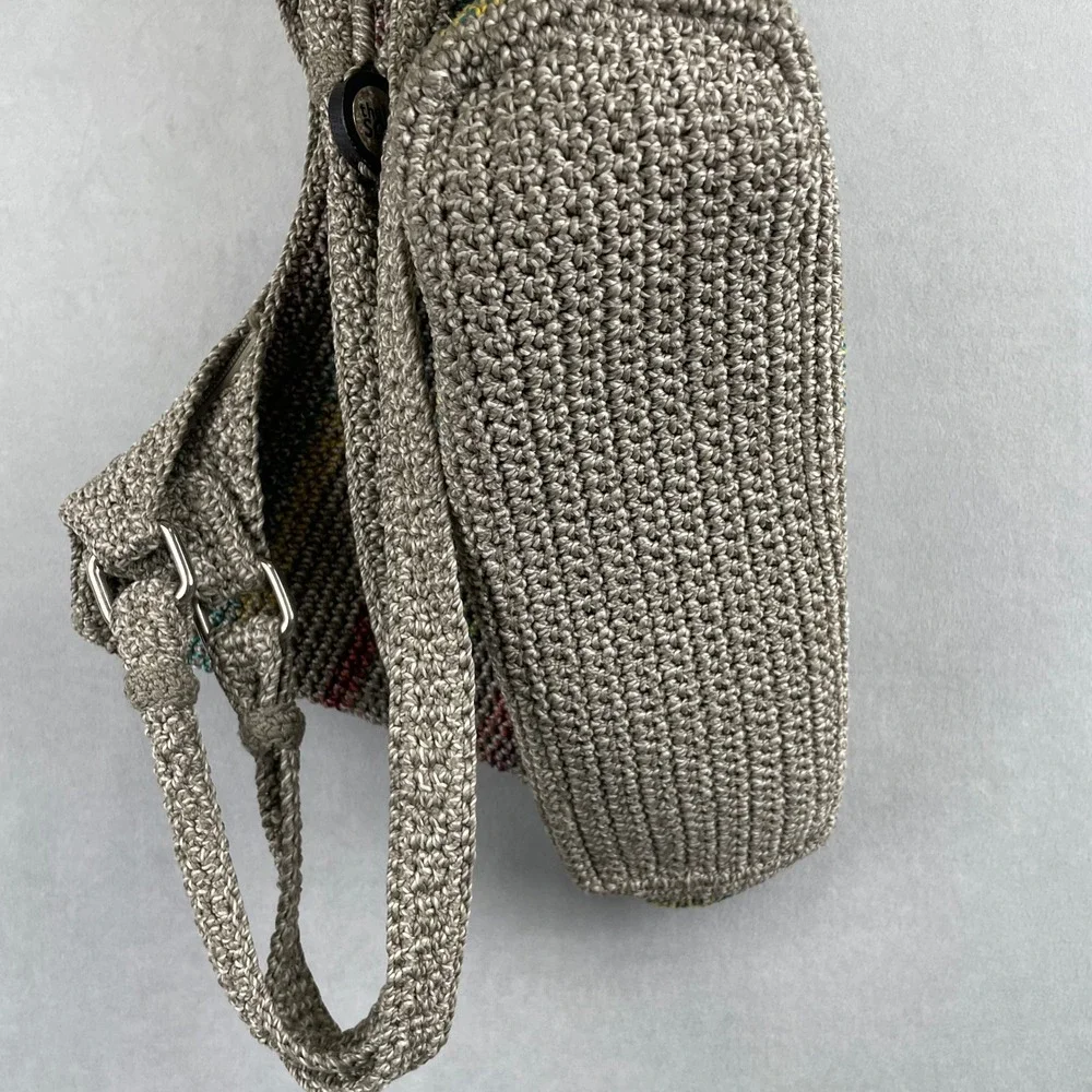 The‎ Sak Belle Crochet Hobo Bag Striped Taupe Multicolor Y2K Hippie Shoulder Bag